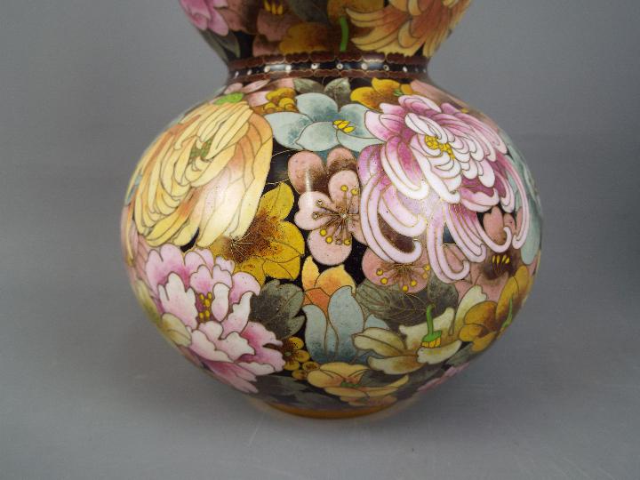 A large pair of Chinese double gourd cloisonné vases, - Image 3 of 4