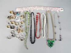 Vintage Costume Jewellery - Four graduated beaded necklaces, evening stone set necklace,