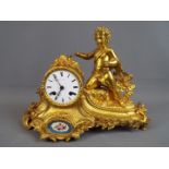 A good, floral and rococo-styled ormolu French mantel clock,