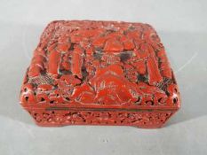 A Chinese cinnabar lacquer trinket box, probably 19th century,