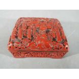 A Chinese cinnabar lacquer trinket box, probably 19th century,