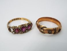 9ct gold - two 9ct gold ring, approx 3.