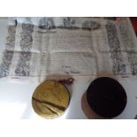 19th century Patent Scroll comprising two large sheets with attached large cased Seal relating to