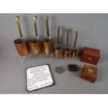 A mixed lot of collectables to include a set of six copper measuring cups, trinket boxes,
