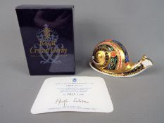 Royal Crown Derby - A limited edition Royal Crown Derby paperweight 'Garden Snail',