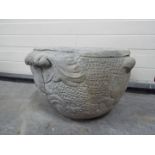Garden Stoneware - A large reconstituted stone garden planter Avenza Uno urn with scrolled handles