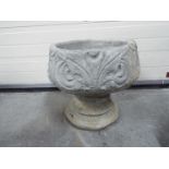 Garden Stoneware - A reconstituted stone Fleur De Lis urn planter depicting the stylized 3 petal