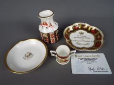 Royal Crown Derby - Three pieces of Royal Crown Derby to include an 'Old Imari' vase,