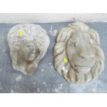 Garden Stoneware - A lot of two reconstituted stone garden decorations one a lady's face wall