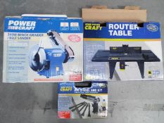 A boxed Powercraft 240W Bench Grinder / Belt Sander,