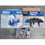 A boxed Powercraft 240W Bench Grinder / Belt Sander,