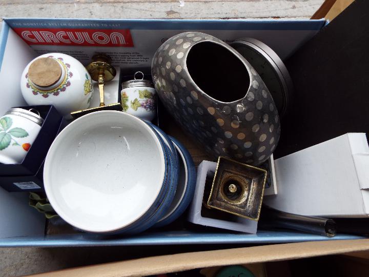 A mixed lot to include ceramics, metalware, kitchenalia and other, four boxes. - Image 2 of 5