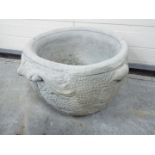 Garden stoneware - A large reconstituted stone garden planter Avenza Uno urn with scrolled handles