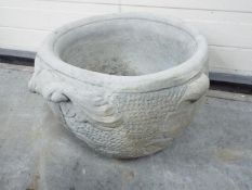 Garden stoneware - A large reconstituted stone garden planter Avenza Uno urn with scrolled handles