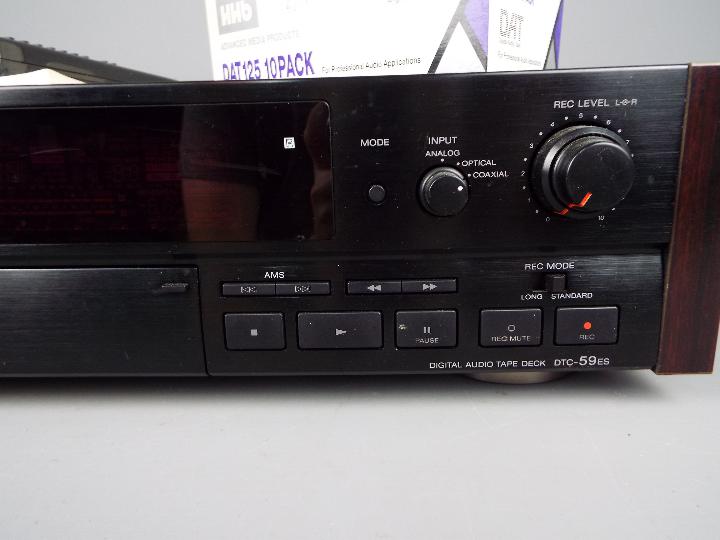 A Sony DAT, Digital Audio Tape deck, model 59ES, with remote and box of blank tapes. - Image 8 of 8