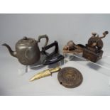 A mixed lot of collectables to include a vintage 'Automatic Pencil Sharpener', tape measure,