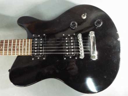 An electric guitar finished in satin black, branded by Indie, with soft carry case. - Image 2 of 4