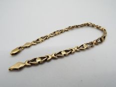 Scrap gold - Two 9ct yellow gold bracelets, both A/F, stamped .375, approximately 7.5 grams all in.