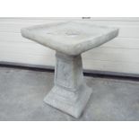 Garden Stoneware - A reconstituted stone garden bird bath classic style plinth with a square top