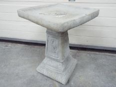 Garden Stoneware - A reconstituted stone garden bird bath classic style plinth with a square top