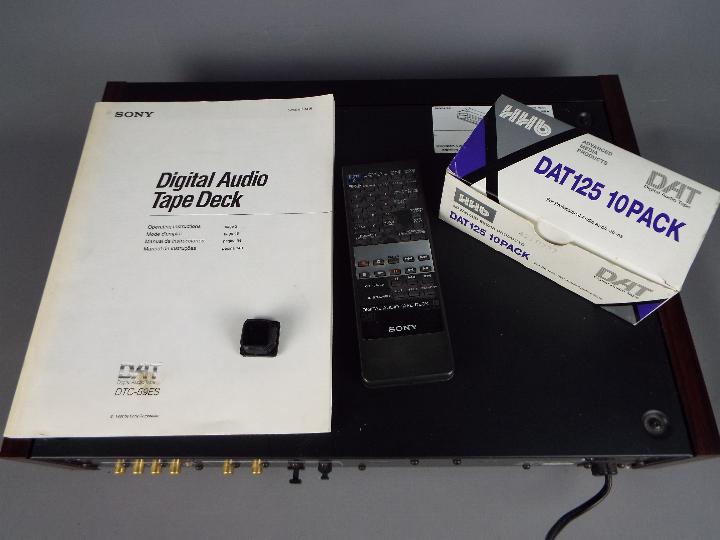 A Sony DAT, Digital Audio Tape deck, model 59ES, with remote and box of blank tapes. - Image 7 of 8