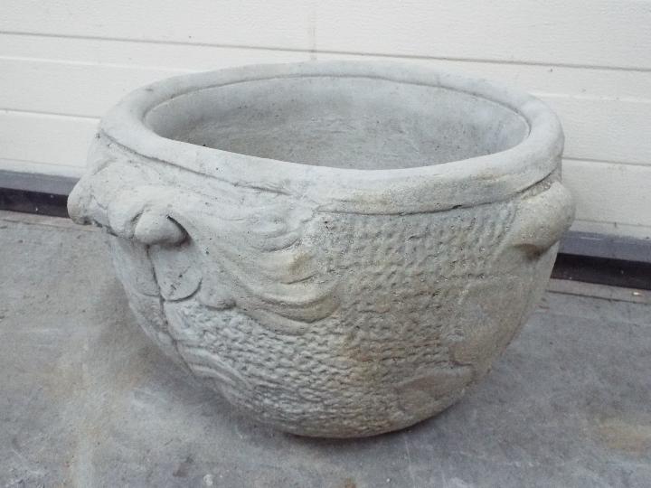 Garden Stoneware - A large reconstituted stone garden planter Avenza Uno urn with scrolled handles - Image 3 of 3