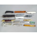 A collection of various penknives and similar, largest approximately 12 cm (l) when closed.