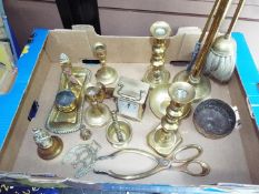 A collection of ornamental brassware