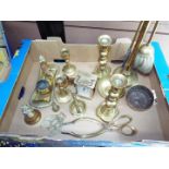 A collection of ornamental brassware