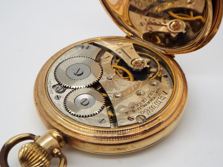 A Waltham Traveler, gold plated, full hunter, crown wind pocket watch. - Image 2 of 7