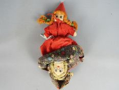 Vintage Topsy Turvy doll. Three heads- Red Riding Hood/Grandma/Wolf. Good condition.