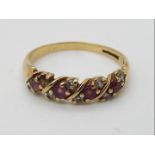 9ct Gold - a 9ct yellow gold stone set ring, size O½, approx weight 2.07 grams all in.