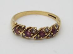 9ct Gold - a 9ct yellow gold stone set ring, size O½, approx weight 2.07 grams all in.