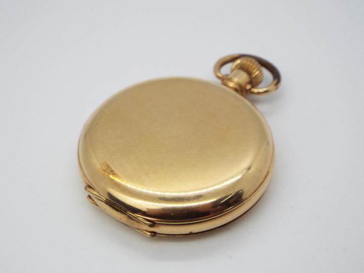 A Waltham Traveler, gold plated, full hunter, crown wind pocket watch. - Image 5 of 7