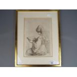 Francesco Bartolozzi, after Guercino, an engraving depicting a Turkish woman reading,