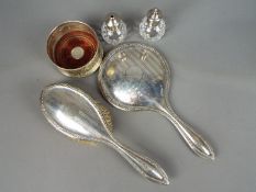 A George V silver dressing table hand mirror and brush, Birmingham assay 1924,