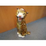 A large pottery figurine depicting a cheetah, probably Italian,