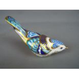 Royal Crown Derby - a Royal Crown Derby paperweight in the form of a mountain bluebird with gold