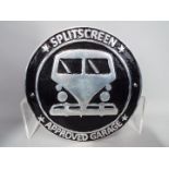 A black and chrome splitscreen camper van sign, approx 24.