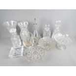 A quantity of glassware to include decanters, vases, tazze and similar.
