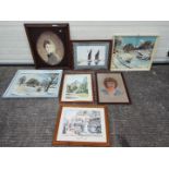 A collection of framed pictures to include oils on board, limited edition print and similar,