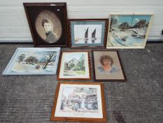 A collection of framed pictures to include oils on board, limited edition print and similar,