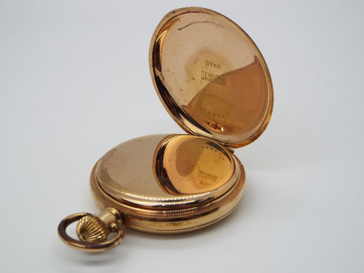 A Waltham Traveler, gold plated, full hunter, crown wind pocket watch. - Image 4 of 7