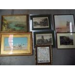 A collection of framed pictures of varying image size comprising watercolour, prints,