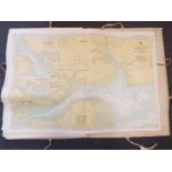 Vintage Admiralty Charts- Folio of 56 British Admiralty charts in original linen folder labelled