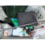 Lot to include tools, wellington boots, boxed steam cleaner and similar.