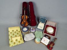 Lot to include two powder compacts one a Stratton example with inset Wedgwood jasperware plaque,