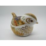 A Royal Crown Derby Firecrest bird with gold stopper