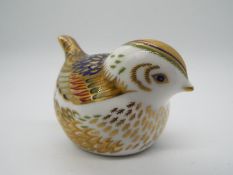 A Royal Crown Derby Firecrest bird with gold stopper