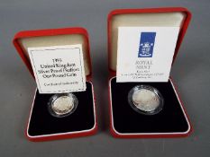 Two Royal Mint Silver Proof Piedfort coins comprising 1995 Second World War £2 and 1993 £1,